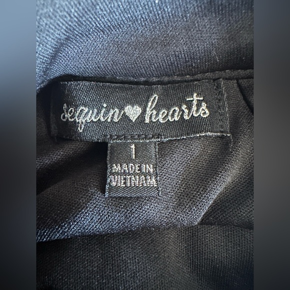 Sequin Hearts Pleated Black Mini Dress Open Back Long Sleeve Women Junior Sz 1 - Picture 5 of 7